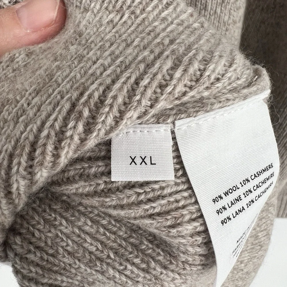 New! Nadaam Men's Cashmere Blend Marked Ribbed Crewneck Sweater Size 2XL Beige‎